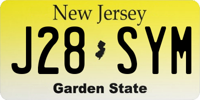 NJ license plate J28SYM