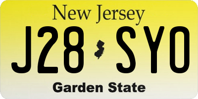 NJ license plate J28SYO
