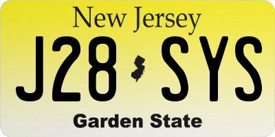 NJ license plate J28SYS