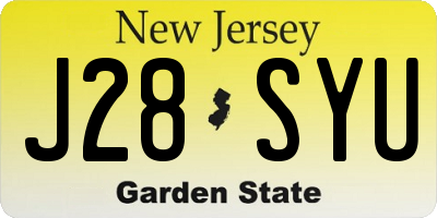 NJ license plate J28SYU