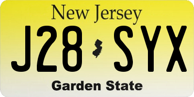 NJ license plate J28SYX