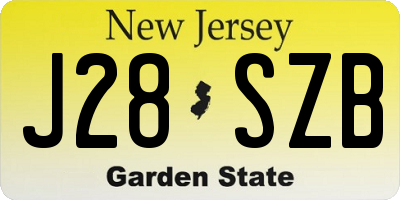 NJ license plate J28SZB