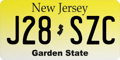 NJ license plate J28SZC