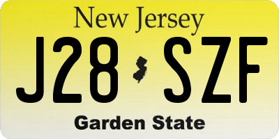 NJ license plate J28SZF