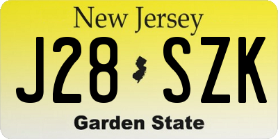 NJ license plate J28SZK