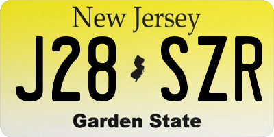 NJ license plate J28SZR