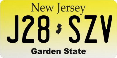 NJ license plate J28SZV
