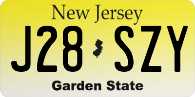NJ license plate J28SZY