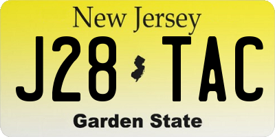NJ license plate J28TAC