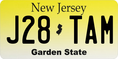 NJ license plate J28TAM