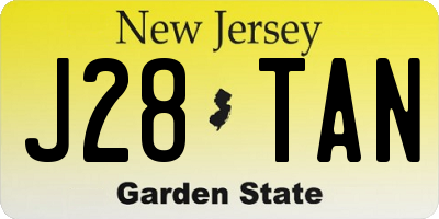 NJ license plate J28TAN
