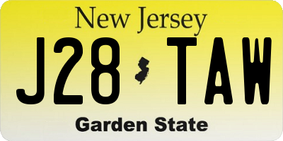 NJ license plate J28TAW