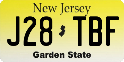 NJ license plate J28TBF