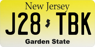 NJ license plate J28TBK
