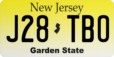 NJ license plate J28TBO
