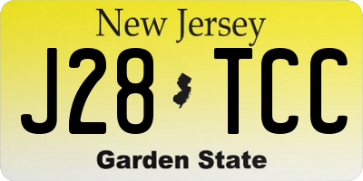 NJ license plate J28TCC