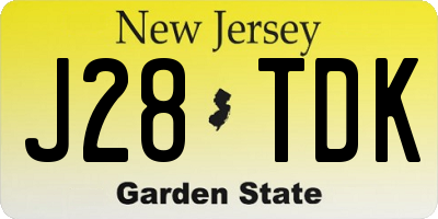 NJ license plate J28TDK