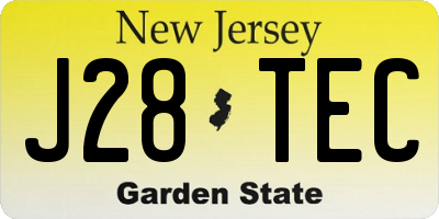 NJ license plate J28TEC