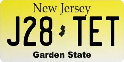 NJ license plate J28TET