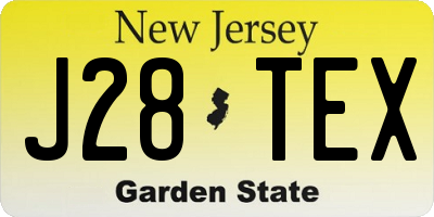 NJ license plate J28TEX