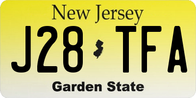 NJ license plate J28TFA