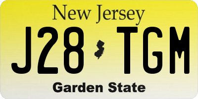NJ license plate J28TGM