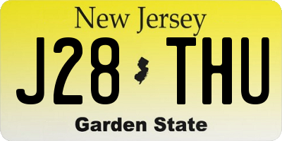 NJ license plate J28THU