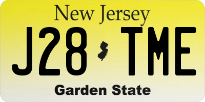 NJ license plate J28TME
