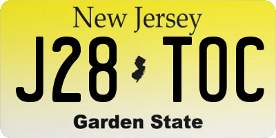 NJ license plate J28TOC