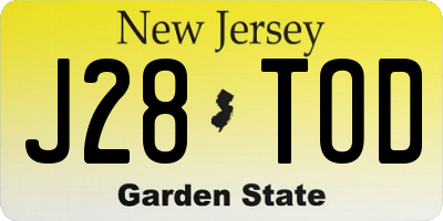NJ license plate J28TOD