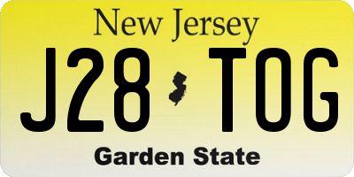 NJ license plate J28TOG