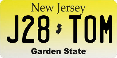 NJ license plate J28TOM