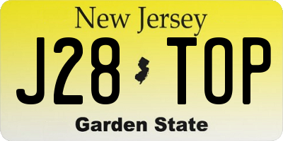NJ license plate J28TOP