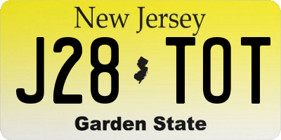 NJ license plate J28TOT