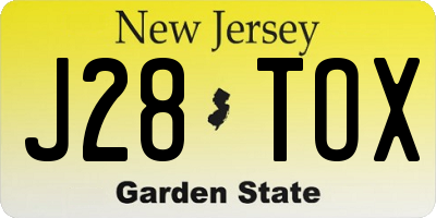 NJ license plate J28TOX
