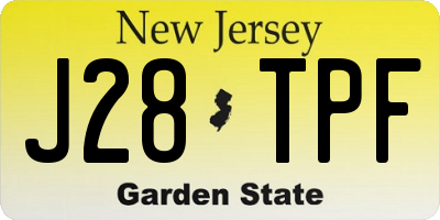 NJ license plate J28TPF