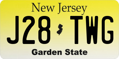 NJ license plate J28TWG