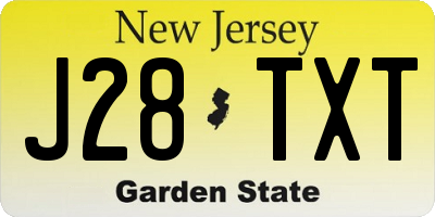 NJ license plate J28TXT