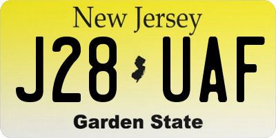 NJ license plate J28UAF