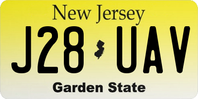 NJ license plate J28UAV