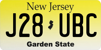 NJ license plate J28UBC