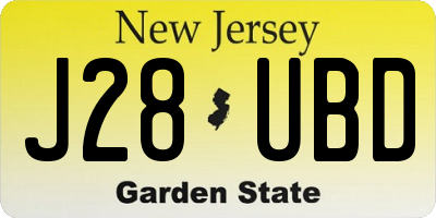 NJ license plate J28UBD