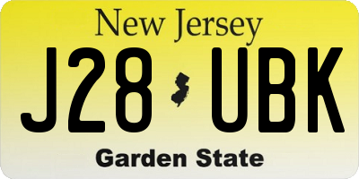 NJ license plate J28UBK