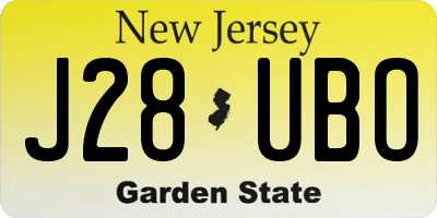 NJ license plate J28UBO