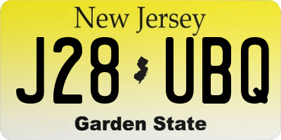 NJ license plate J28UBQ