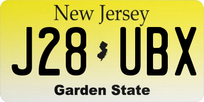 NJ license plate J28UBX