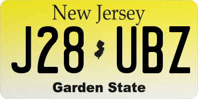 NJ license plate J28UBZ