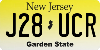 NJ license plate J28UCR