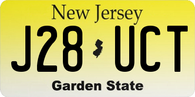NJ license plate J28UCT