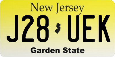 NJ license plate J28UEK
